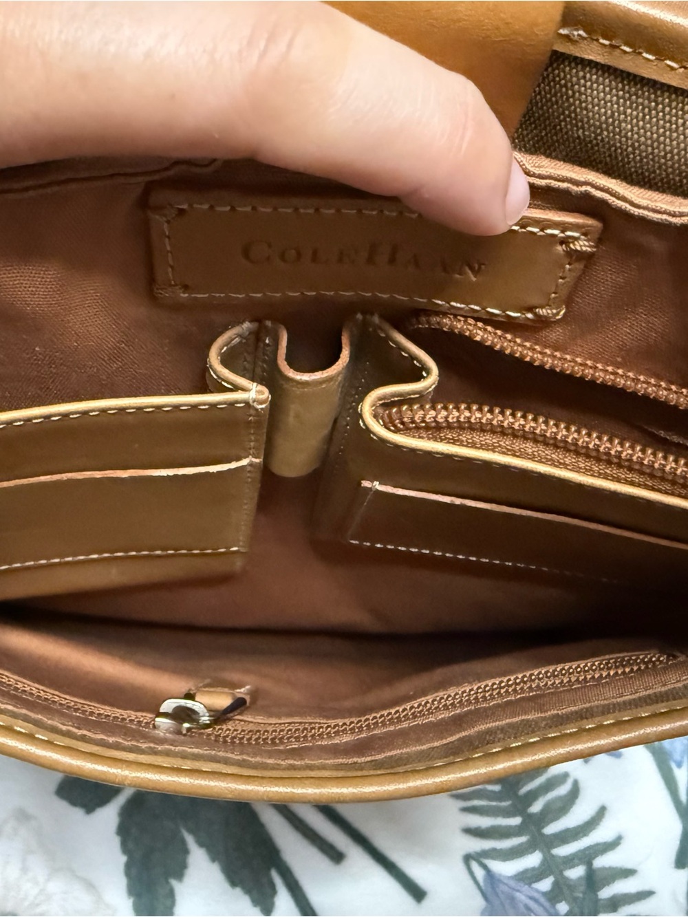 Cole Haan Tan Canvas Backpack with Leather Trim - Picture 4 of 6